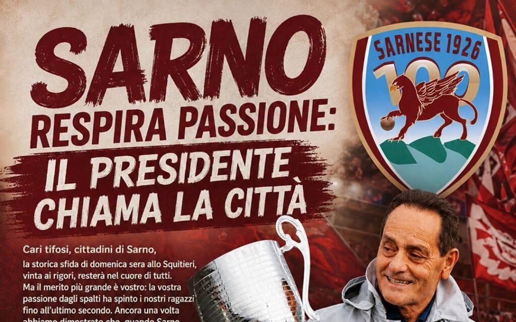 Sarnese, il presidente Pappacena invita la città al derby